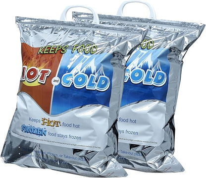 Superio Hot and Cold Insulated Bags for Food Delivery, Grocery Shopping Bags, Food Storage for Hot and Frozen Food for Travel, Disposable Cooler Bag, Reinforced Thermal Lunch Bag (2, 16"x19.25") by Superio