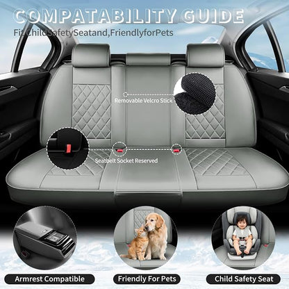 Fit Corolla Premium Leather Car Seat Covers for Toyota Corolla 2000-2025 2026 - Waterproof，Breathable，All-Weather Seat Cushion Protecto & Airbag Compatible, Full Set Gray - Image 3