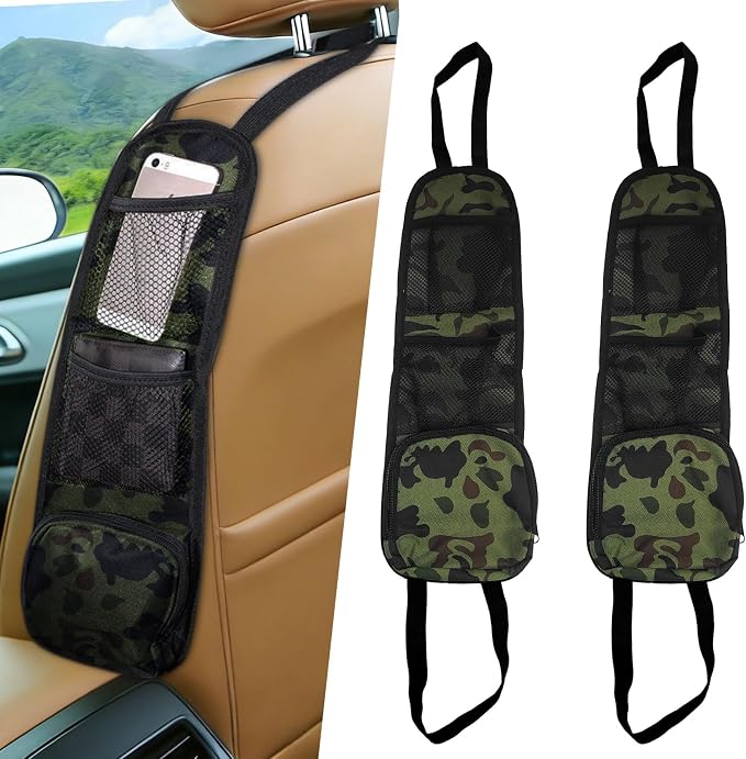 Car Seat Side Storage Pocket, Car Multifunctional Seat Organizer Hanging Bag, Auto Mobile Phone Wallet Sunglasses Mesh Net Pocket, Auto Accessories for Cars SUVs Trucks (Green, 2PCS) by Unknown