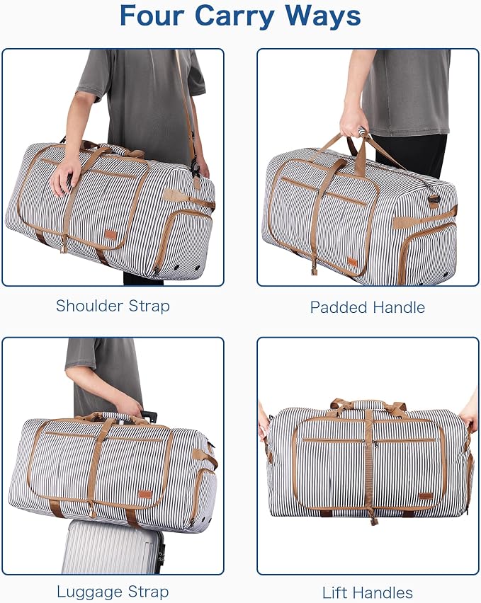 100L EXTRA LARGE Foldable Waterproof Travel Duffle Bag for Men and Women | with Shoe Compartment, Duffel for Weekender Gym Sport, Tear Resistant, Polyester - Image 6