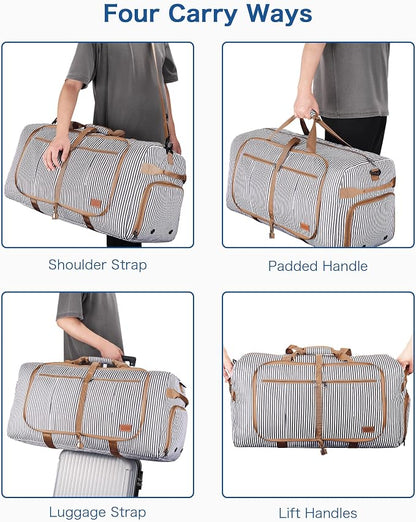 100L EXTRA LARGE Foldable Waterproof Travel Duffle Bag for Men and Women | with Shoe Compartment, Duffel for Weekender Gym Sport, Tear Resistant, Polyester - Image 6
