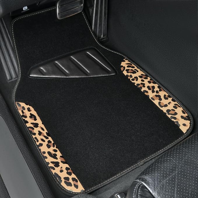 CAR PASS Waterproof Universal Fit Car Floor Mats, Leopard Print Car Mats Fit for SUV,Vans,sedans, Trucks,Set of 4pcs Car Carpet with Driver Heel Pad and Nibs Backing,for Cute Women Girl Brown Leopard - Image 6