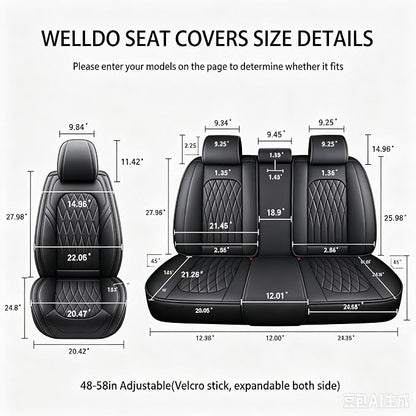 WELLDO Nappa Faux Leather Car Seat Covers Full Set, Black | Eazy to clean,Easy to install ,Waterproof, Non-Slip,Scratch-resistant, Universal Fit for Most Cars, SUVs, Pickup Trucks - Image 6