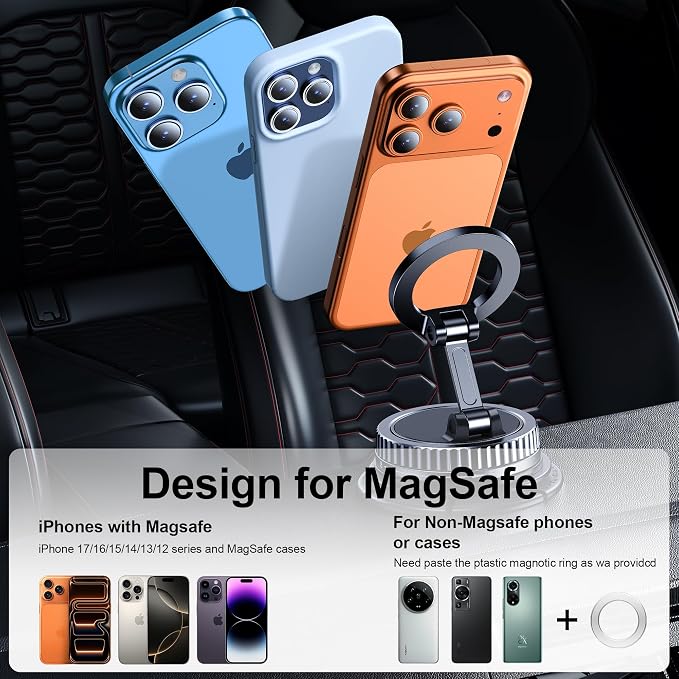 Car Phone Holder for Magsafe [2026 89+LBS Suction & 3700gf Magnetic] 360° Adjustable Cell Phone Mount, Phone Holders for Your Car Dashboard Windshield Speaker Installation for iPhone 17-12 - Image 6