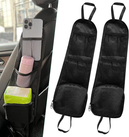 2PCS Car Seat Side Organizer, Multi-Pocket Auto Seat Storage Hanging Bag with Mesh Net Pocket, Can Hold Mobile Phone Wallet Glasses for SUV Truck, Black by Unknown