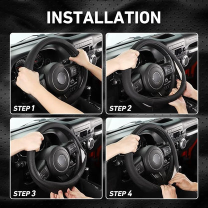 SEG Direct Breathable Car Steering Wheel Cover Large Size 15.5-16 inch | Fits F150 Tundra Range Rover Car Truck SUV, Black Microfiber Leather, Non-Slip Comfortable Grip, Auto Interior Accessories - Image 5
