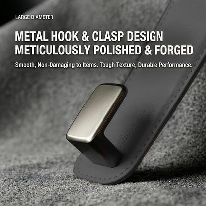 Car Headrest Hook,Premium Leather Back Seat Hanger for Purse & Bags | Solid 40lb metal core,360-degree silent rotation,space-saving hidden folding,durable dual support (2, Black) - Image 3