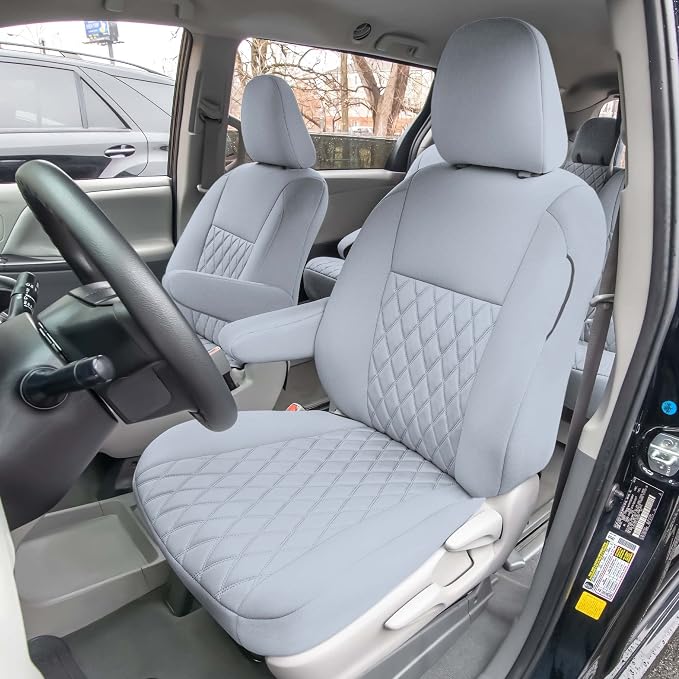FH Group Custom Fit Car Seat Covers Specifically Made for 2011-2020 Toyota Sienna 7 Seater with Ultraflex Neoprene Water Resistant Automotive Seat Covers - Full Set Solid Gray - Image 3