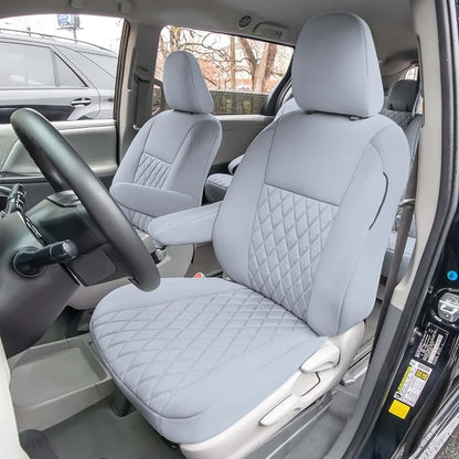 FH Group Custom Fit Car Seat Covers Specifically Made for 2011-2020 Toyota Sienna 7 Seater with Ultraflex Neoprene Water Resistant Automotive Seat Covers - Full Set Solid Gray - Image 3
