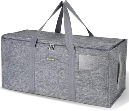 BALEINE Extra Large Storage Tote with Zippers & Carrying Handles, Heavy-Duty Oxford Fabric Moving Bags for Laundry, Space Saving, Storage, Winter Gray by BALEINE