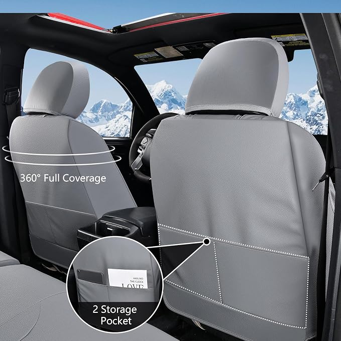 Truckiipa Custom Fit for Toyota Tacoma Seat Covers Front Leather Waterproof Car Seat Covers Fit for 2016-2023 Toyota Tacoma Double Crew Cab, Front Pair, Gray - Image 3