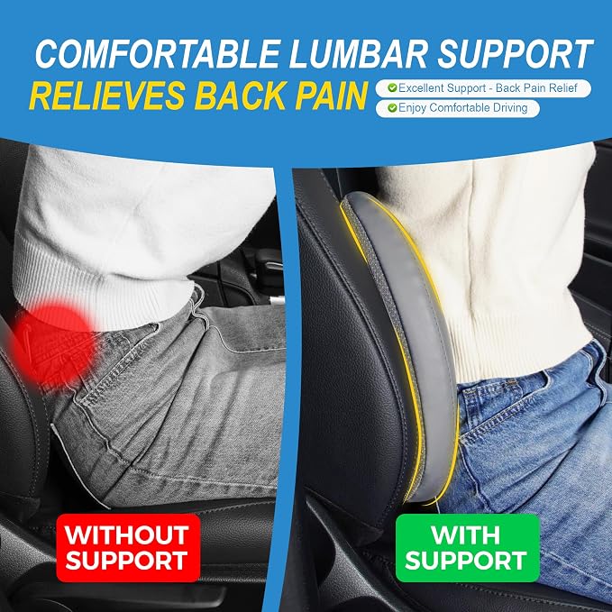 Lofty Aim Lumbar Support Pillow for Car, Car Seat Back Support for Driving | Memory Foam Car Lumbar Support for Driving, Car Back Cushion, Adjustable Straps, Lower Back Pillow, Breathable 4D Mesh, Gray - Image 4