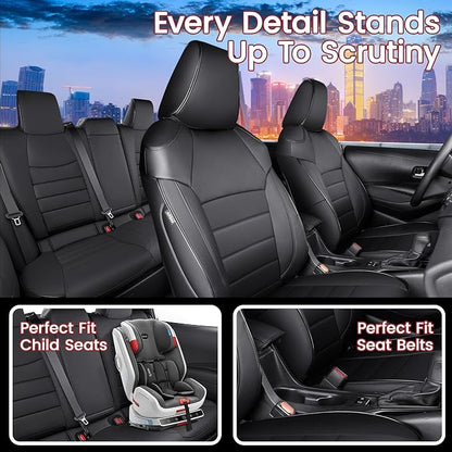 HKZ Custom Fit Corolla Car Seat Cover Full Set for Toyota Corolla 2020 2021 2022 L LE Models - Durable Faux Leather (Black) - Image 6