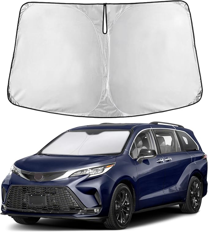 Autovir Windshield Sun Shade Fit for 2021-2024 2025 2026 Toyota Sienna | Sunshade, Front Car Window Shades Sun Visor, Blocks UV Rays & Heat, Car Accessories by Autovir