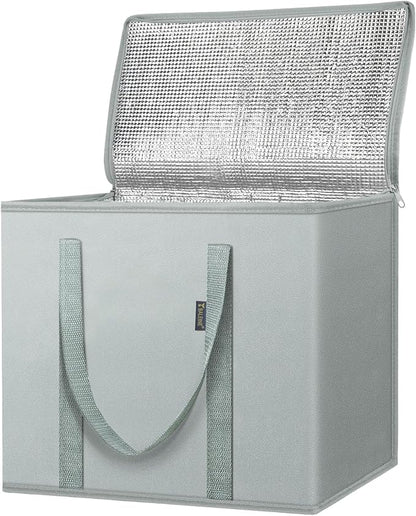BALEINE 1Pk Insulated Reusable Grocery Bags, Collapsible Cooler Bag for Groceries, Heavy Duty Large Insulated Bag (16''x9''x13'', Urban Gray) by BALEINE
