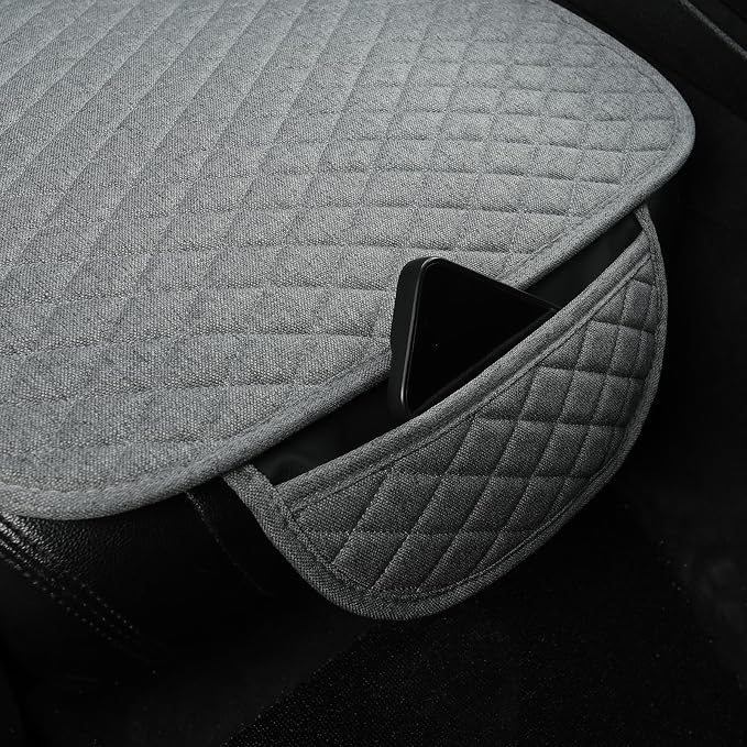 West Llama Linen Car Seat Covers,Bottom Seat Covers for Cars Include 1 Pair Front Driver Seat Pad Mat and 1 Rear Bench Cover Universal Fits 90% Vehicles,SUVs,Cars,Sedans(3Piece-Gray) - Image 5