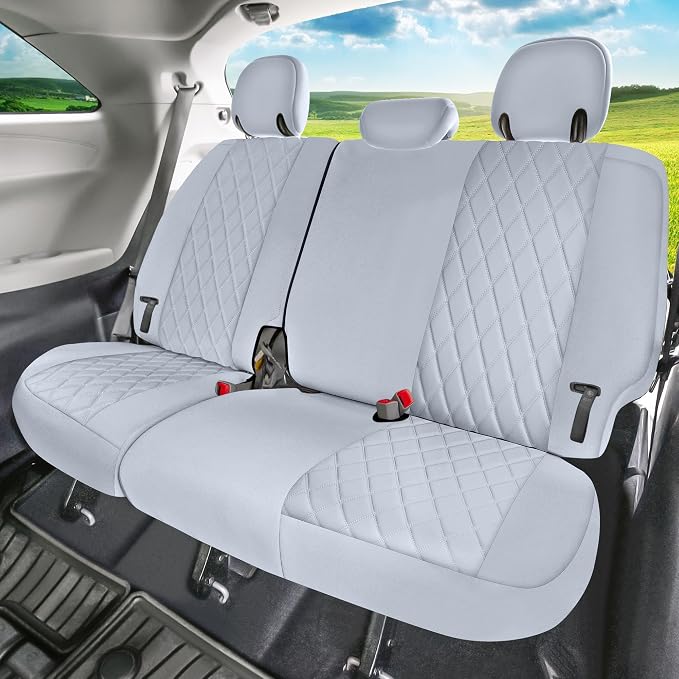 FH Group Custom Fit Car Seat Covers for Toyota Sienna 2011-2020, Car Seat Cover Full Set, 8 Seater Automotive Seat Covers in Solid Gray Neoprene, Waterproof and Washable Seat Covers - Image 5