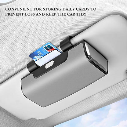 Sunglass Holder For Car Visor,Button-Open Sunglass Case For Car Visor,Car Sunglass Holder With Card Storage Function Suitable For Truck And Sedan To Place Sunglass (Gray) - Image 4