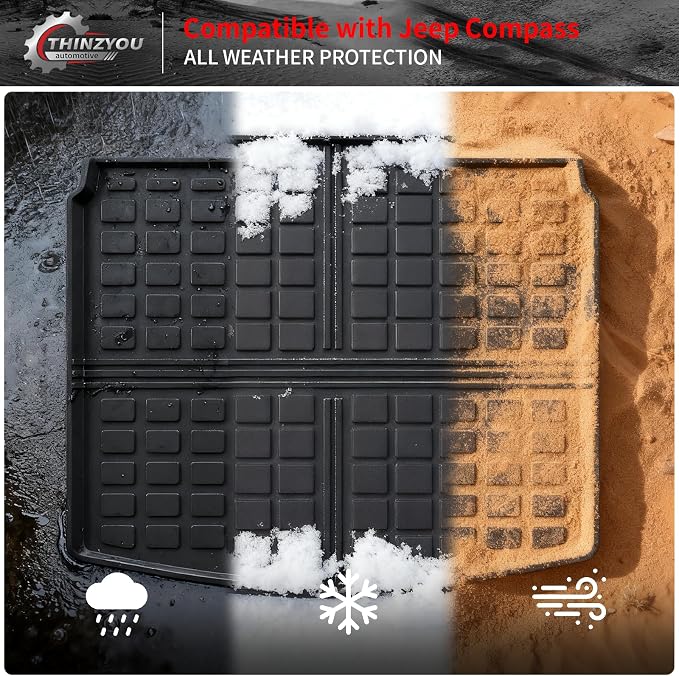 Cargo Mat & Backrest Mats for 2017-2025 2026 Jeep Compass | Trunk Mat Cargo Liner TPE All Weather Back Seat Cover Protector 2024 Compass Accessories - Image 6