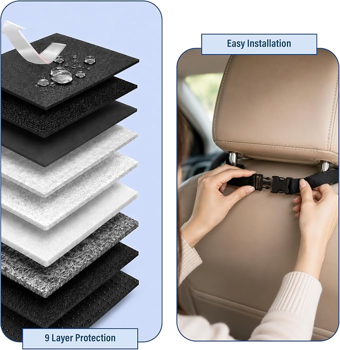 Autobase Car Seat Protector for Child Car Seat | Largest and Thickest Waterproof Backseat Protector for Kids and Pets | Heavy-Duty Non-Slip Rubber Padded Backing (Black, XL – 1 Pack) - Image 6
