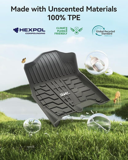 3W Floor Mats for 2019-2026 Ram 2500/3500 Crew Cab with Bucket Seat | Not for PTO KIT Models, All Weather TPE Custom Fit Ram 2500/3500 Floor Liner 1st & 2nd Row (for Carpet Floor), Black - Image 8
