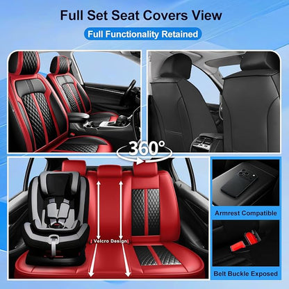 Fit CX-30 Seat Covers Custom Fit for Mazda CX-30 2020-2025, Full Set | Premium Leather Full Coverage Protectors, Waterproof, Breathable, Scratch Resistant, Easy Wipe, Airbag Compatible, RedTrim - Image 2