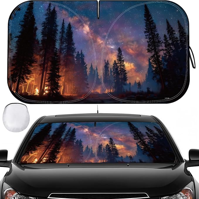 Car Windshield Sun Shade, Foldable Reflective UV Front Sunshade | 57" x 31", Sun Visor Blocks UV Rays & Keep Cool for Cars Interior, Fits Sedans, SUVs & Trucks, Foldable & Easy Storage by LEVOTIYER