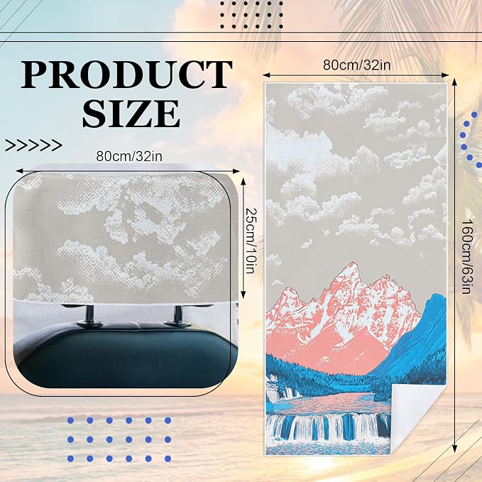 2 Pack Car Towel Seat Covers with Storage Bag, Multifunctional Towel for Gym Outdoor Sport, Picnic, Beach, Pet Dog Travel,Non-Slip Washable Car Seat Protector (Waterfall) - Image 5