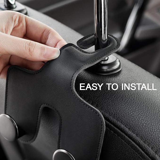 JESTOP Car Headrest Hook, Leather & Alloy Car Double Hanger Purse Hooks | Heavy Duty Car Hanger Storage Holder for Purses,Bags Handbag Coat Umbrella, Car Inside Accessories, Fits Most Vehicles - Image 7