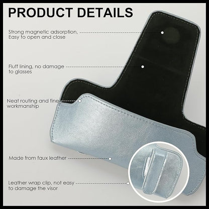 Sunglass Holder for Car Visor, Car Sunglasses Holder Leather, Eyeglasses Holder Glasses Storage Case Visor Accessories - Image 7