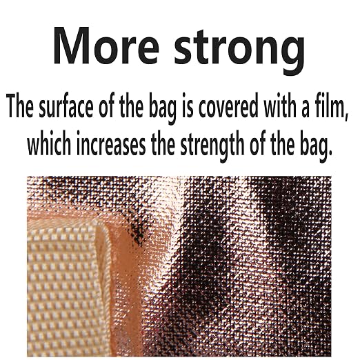 insulated picnic bag extra cooler Grocery shopping bags, Reusable, Heavy Duty, zipped zipper,Collapsible,tote,for men,women,for car,Recycled Golden XL-Large - Image 3