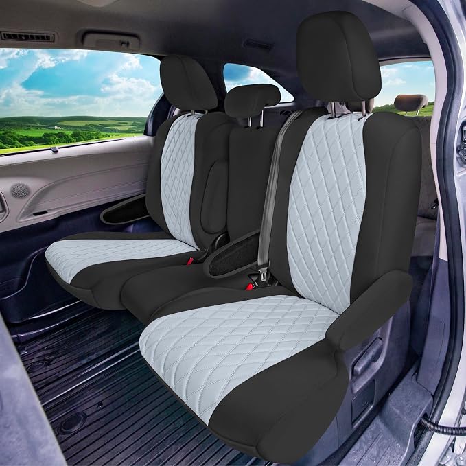 FH Group Custom Fit Car Seat Covers Specifically Made for Toyota Sienna 2011-2020, Car Seat Cover Full Set, 8 Seater Automotive Seat Covers in Solid Gray Neoprene, Waterproof and Washable Seat Covers - Image 4