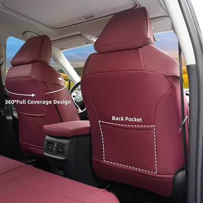 Lolcar RAV4 Seat Covers Custom Fit for Toyota RAV4 2019 2020 2021 2022 2023 2024 2025 LE,XLE,XLE Premium,Limited,Airbag Compatible,Seat Cover Full Set for SUV, Waterproof Leather(Burgundy) - Image 3
