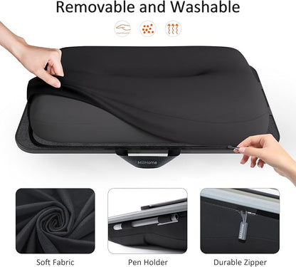 Lap Desk with Cushion, Fits up to 17 inch Laptop, Pillow Designed, Portable Laptop Stand with Tray, Pad & Phone Holder, Home Office for Bed/Couch/Car/Reading/Writing,MillHome (Black) - Image 3