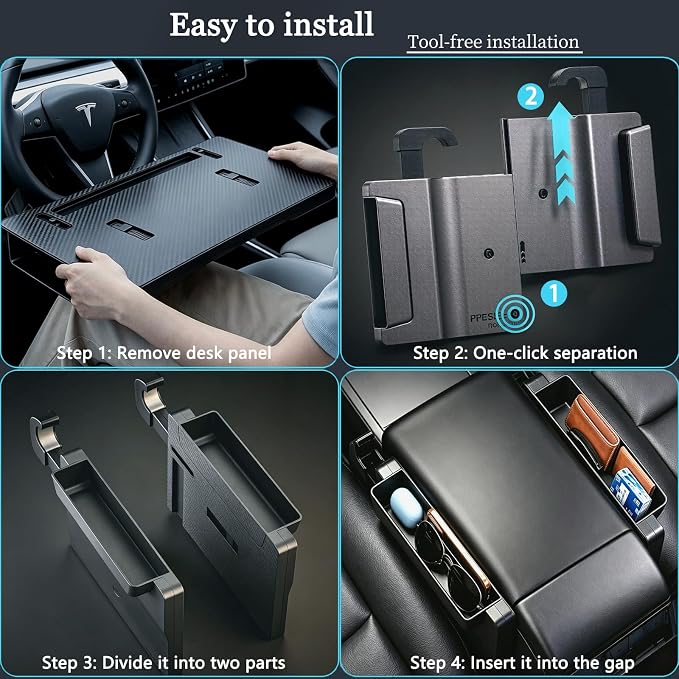 2-in-1 Car Steering Wheel Tray Desk & Car Seat Gap Filler Organizer, Upgraded Foldable Adjustable Car Table Compatible with Steering Wheel Cover| for Laptop, Eating Food, Writing (Portable) - Image 4