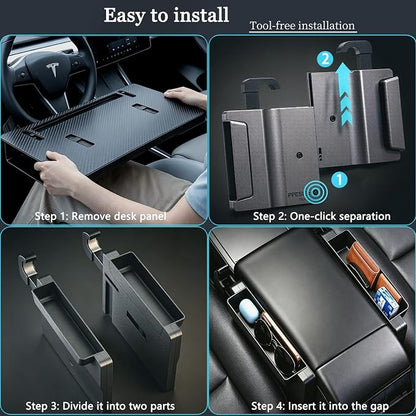 2-in-1 Car Steering Wheel Tray Desk & Car Seat Gap Filler Organizer, Upgraded Foldable Adjustable Car Table Compatible with Steering Wheel Cover| for Laptop, Eating Food, Writing (Portable) - Image 4
