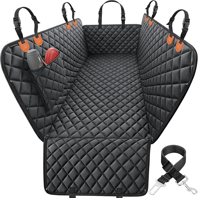 URPOWER XL Dog Seat Cover for Full-Size Truck Back Seat, Waterproof Hammock | 600D Oxford, Side Flaps with Zippers, Scratch Resistant, Non-Slip, Easy Install, Machine Washable, Dog Seat Belt Included by URPOWER