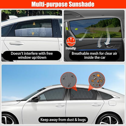 XCBYT 2018-2022 Honda Accord Window Shades, 4-Pack Privacy Cooling Mesh | Breathable & blocks heat for camping & baby sleeping.Front shades are partial for rearview mirror. Wait 24h for clips to set - Image 6