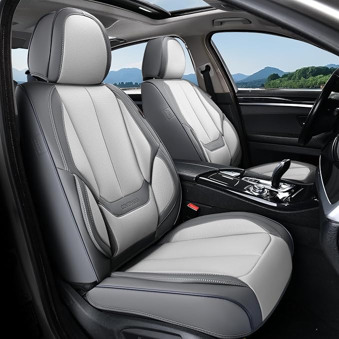 Coverado Car Seat Covers, Seat Covers for Cars, Waterproof Leather Auto Seat Protectors, Leather Car Seat Cushion, Car Interiors Accessories Universal Fit for Most Cars by COVERADOAUTO