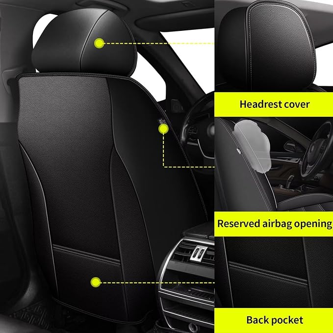 IKABEVEM Car Seat Covers Fit for Mazda CX 5 2013-2025 2026: Full Set Luxury Leather Automotive Seat Covers, Car Seat Protector(5 Seats, Black) - Image 3