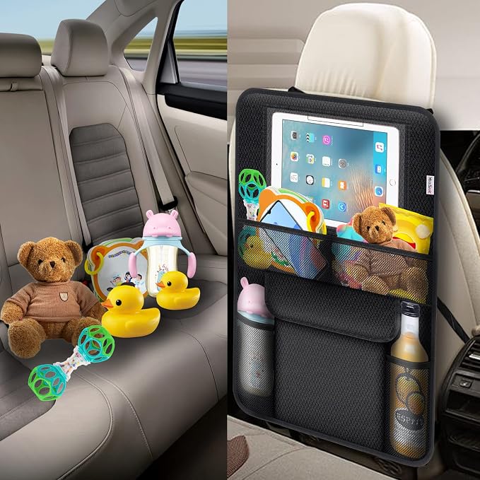 Meolsaek Kick Mats Back Seat Protector, Waterproof Oxford Seat Back Protector, Car Seat Back Protector for Kids, Back of Seat Protector for Kids Feet Car Seat (Black C -2pc) - Image 3