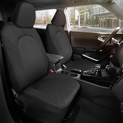 Motor Trend Honeycomb Polyester Seat Covers – Semi Universal Fit Front Seat Protector for Most Cars, Trucks, SUVs – Breathable Hex Design, Easy to Install, Black & Gray Car Seat Cover by MotorTrend
