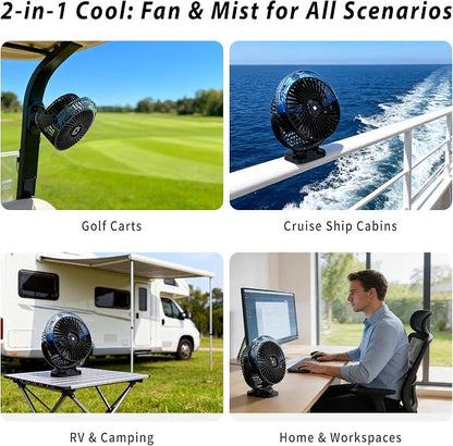 2-Pack Magnetic Golf Cart Fan with Misting & Light | Portable, for golf cart, workshop, camping & BBQ, fits Club Car, Yamaha & EZGO, gift set for golfers & DIYers - Image 8