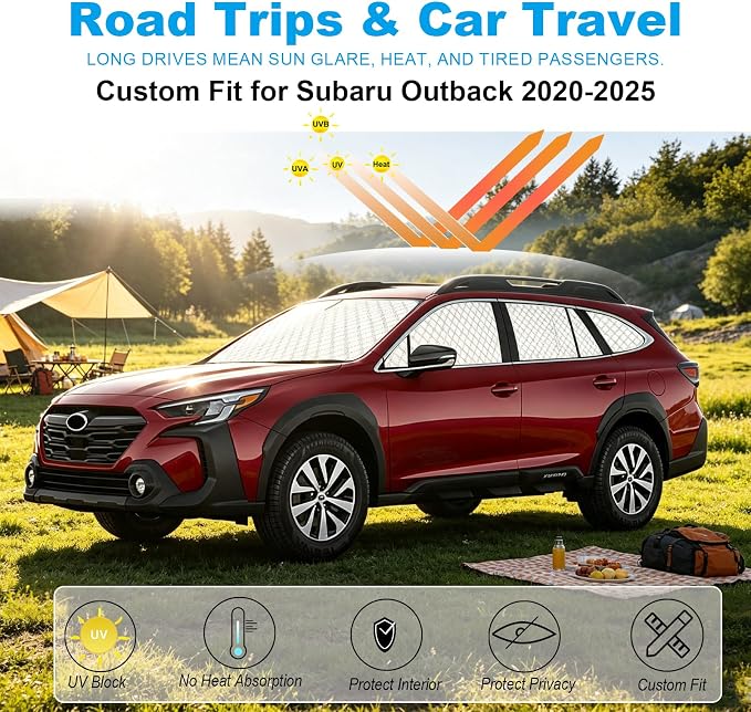 KMF Thicken Sun Shades for Subaru Outback 2020-2025 Accessories,Full Car Window Covers Sunshade for Windshield Side Rear, UV Block and Blackout Privacy for Camping Outdoor - Image 2