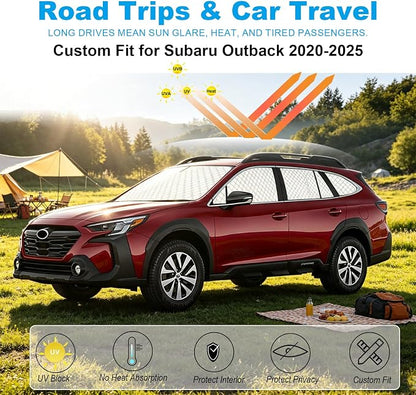 KMF Thicken Sun Shades for Subaru Outback 2020-2025 Accessories,Full Car Window Covers Sunshade for Windshield Side Rear, UV Block and Blackout Privacy for Camping Outdoor - Image 2