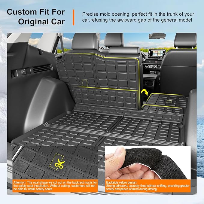 powoq Floor Mats Compatible with 2023-2026 Honda CRV Upper Deck Hybrid | TPE All Weather Replacement for 2023-2026 CRV Accessories (Fit 23-26 Hybrid Upper Deck, Trunk Mat+Backrest Mats+Floor Mats) - Image 2