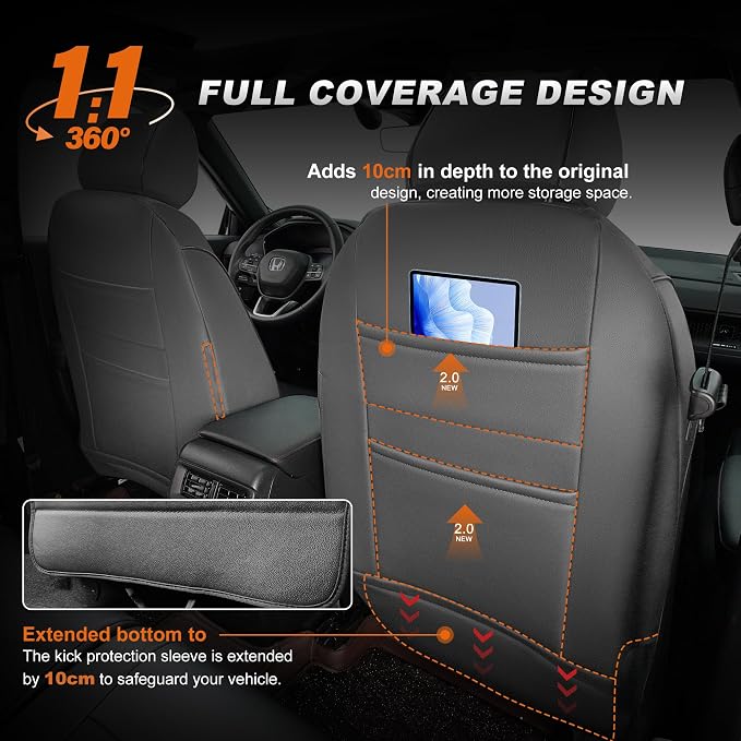 Custom Fit Seat Covers for Honda CRV: 2023 2024 2025 2026 | Front&Rear Full Set Faux Leather Full Coverage Car Seat Cover Waterproof (5 Seats,Gray) - Image 5