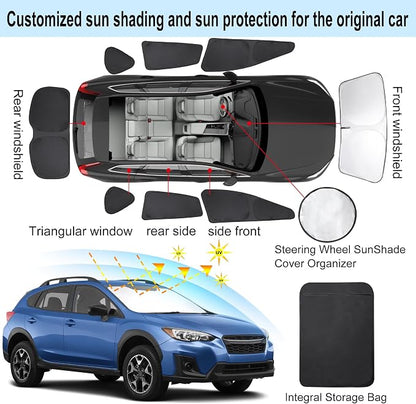 TINGLU Window Shades for Subaru Crosstrek 2018-2023 Accessories Car Side Full Windows Rear Triangular Windshield Sun Shade Sun UV Rays & Privacy Protection for Camping,Napping,and Relaxing 8PCS - Image 3