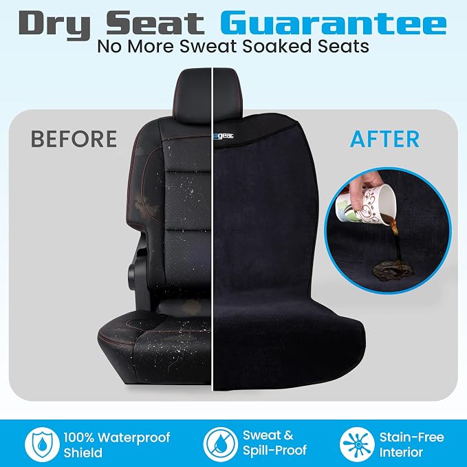 Happeseat Waterproof Car Seat Cover & Protector, Black | Universal Fit, Car Seat Towel Cover, Slip Resistant Backing, Machine Washable, Fits Front & Back, Easy Install & Storage - Image 2