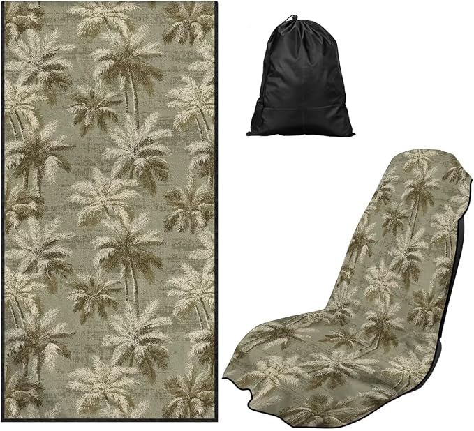 1 Piece Car Towel Seat Cover Palm Tree Front Seat Towel Cover Breathable Soft Cars Accessories with Storage Bag for Cars, SUVs, and Trucks by Aplkyhs